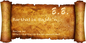 Barthalis Baján névjegykártya